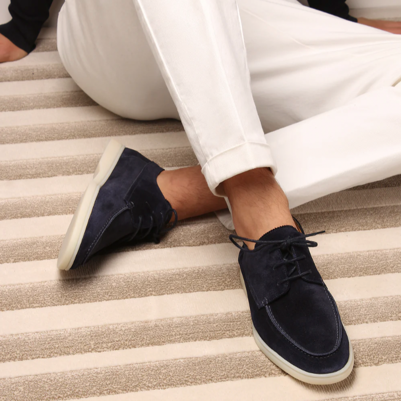 Textured Lace-Up Loafer Shoes with Rubber Sole – Men’s Style