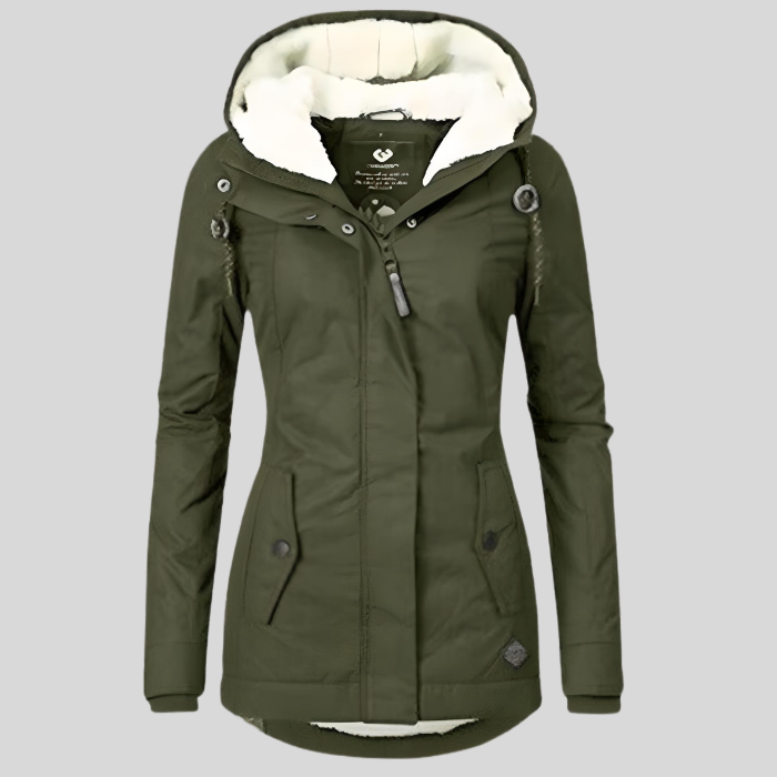 Maëlys - Long Waterproof Winter Coat with Hood and Warm Lining