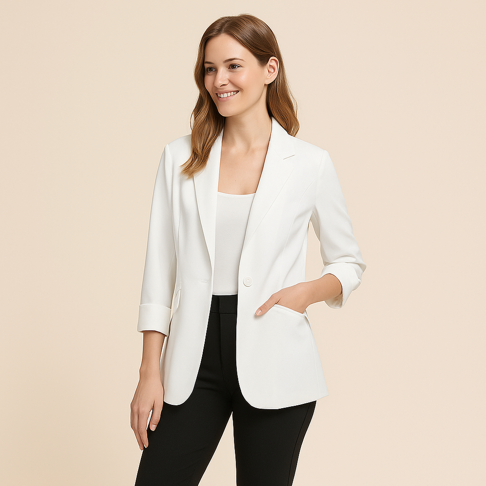 Matte Finish 3/4 Sleeve Blazer for Women