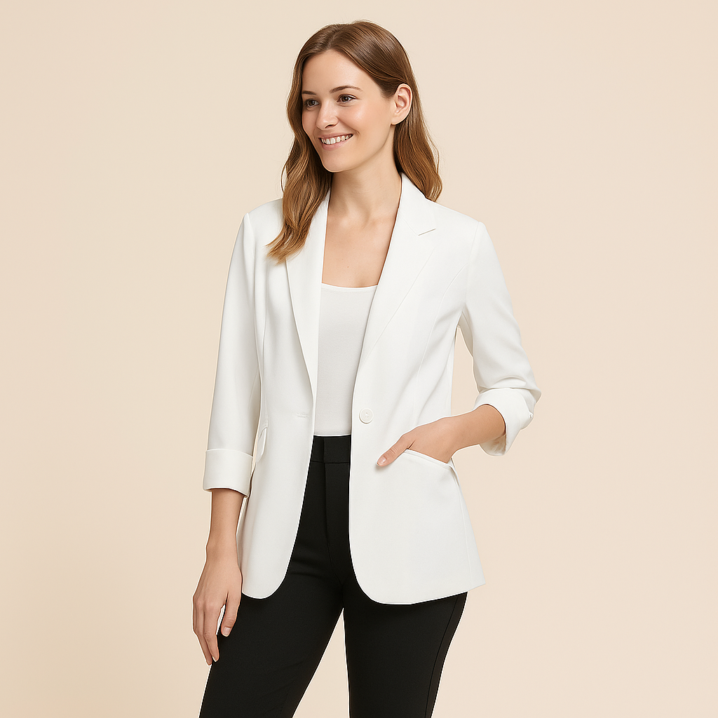 Matte Finish 3/4 Sleeve Blazer for Women