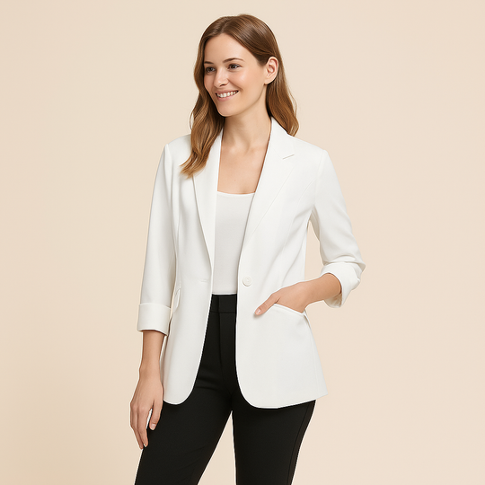 Matte Finish 3/4 Sleeve Blazer for Women