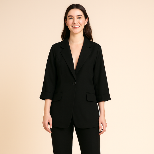 Matte Finish 3/4 Sleeve Blazer for Women