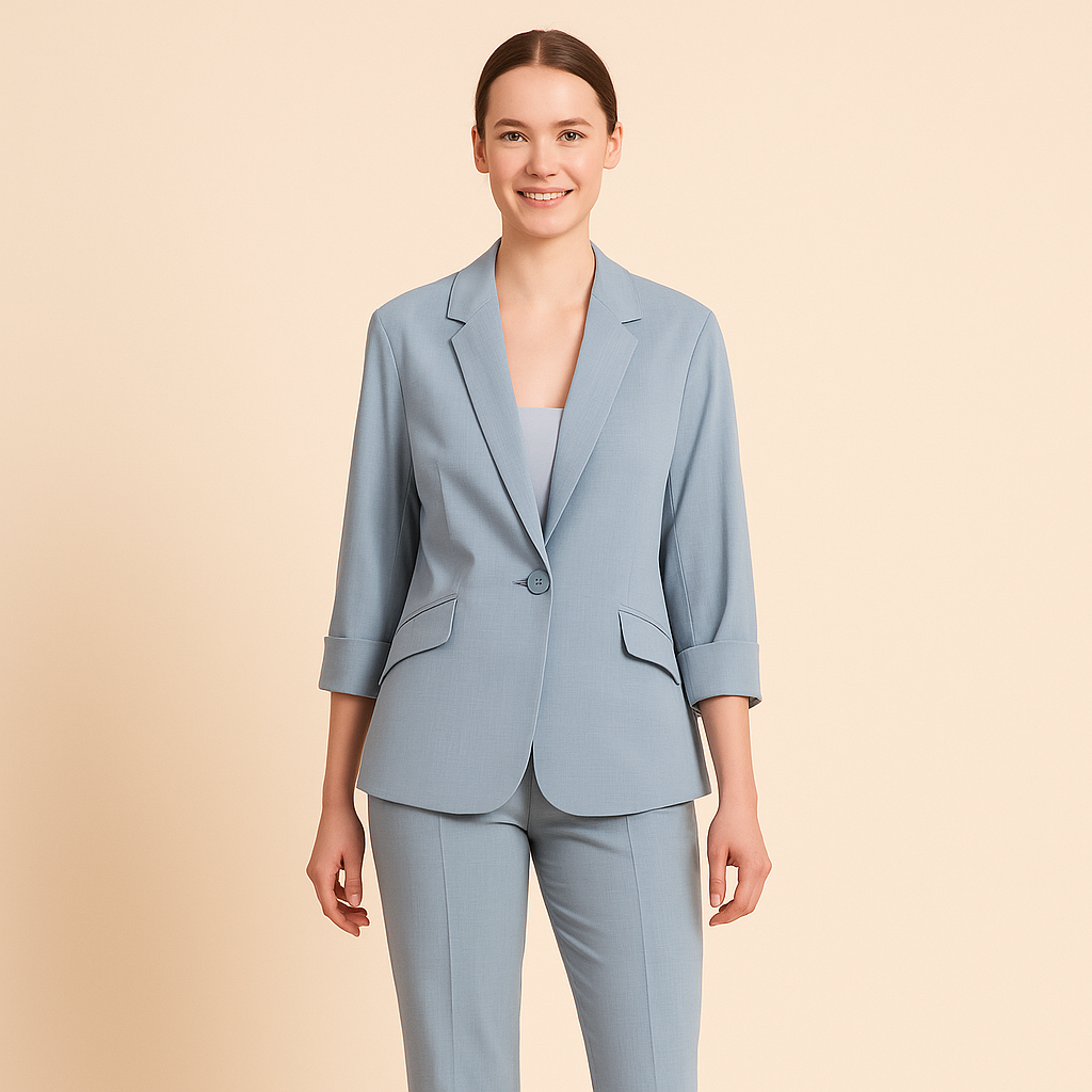Matte Finish 3/4 Sleeve Blazer for Women