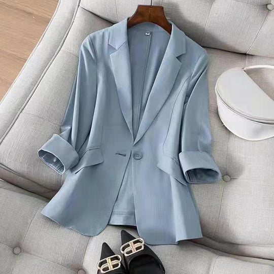 Matte Finish 3/4 Sleeve Blazer for Women