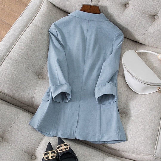 Matte Finish 3/4 Sleeve Blazer for Women