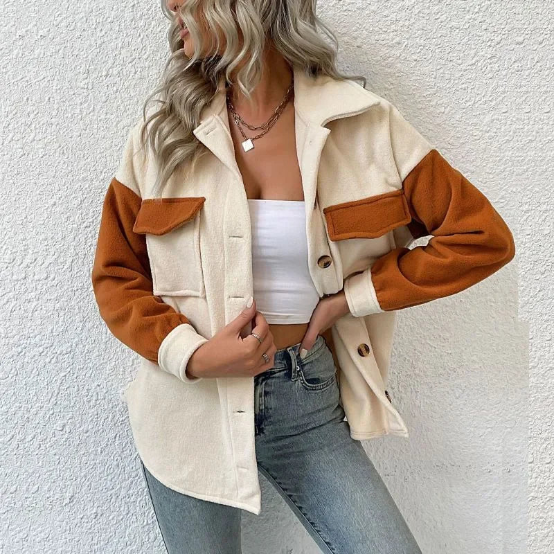 Matte Finish Button-Up Jacket for Women