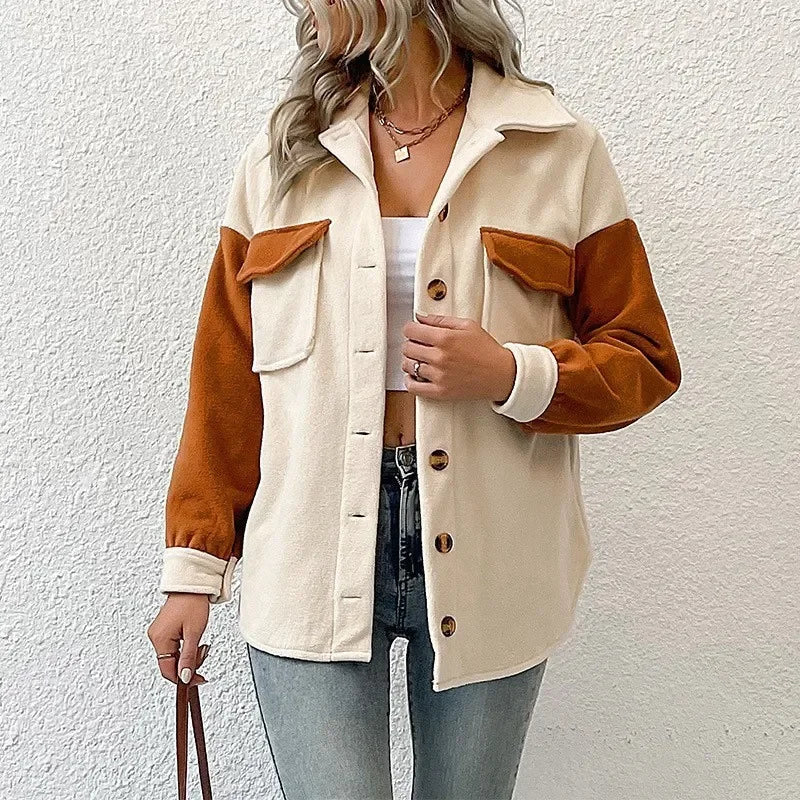 Matte Finish Button-Up Jacket for Women