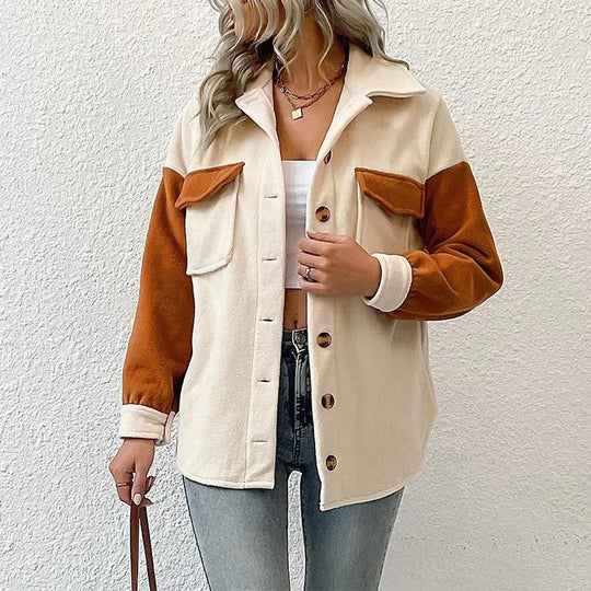 Matte Finish Button-Up Jacket for Women