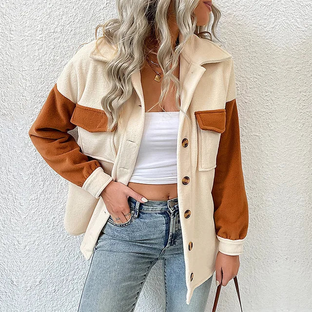 Matte Finish Button-Up Jacket for Women