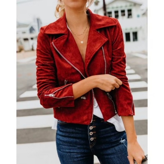 Matte Surface Zip-Up Jacket for Women
