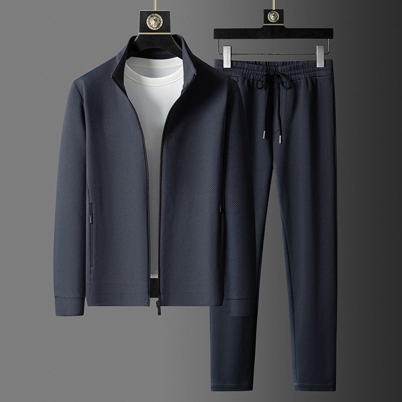 Zip Jacket and Joggers Set – Tapered Leg Fit & Textured Finish for Men