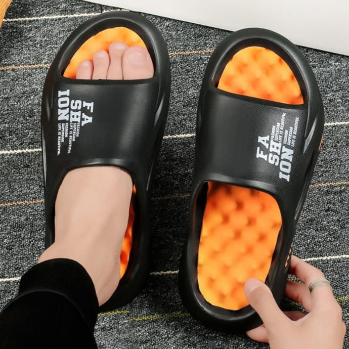 Textured Slide Sandals with Matte Finish – Men’s Fit