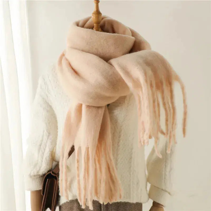 Mohair Tassel Scarf for Women Azzoria