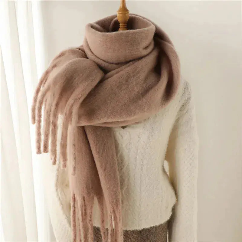 Mohair Tassel Scarf for Women Azzoria
