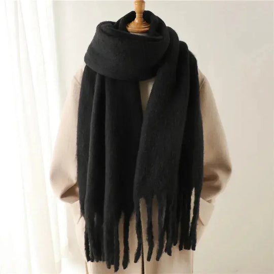 Mohair Tassel Scarf for Women Azzoria