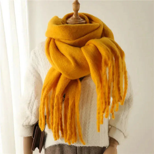 Mohair Tassel Scarf for Women Azzoria
