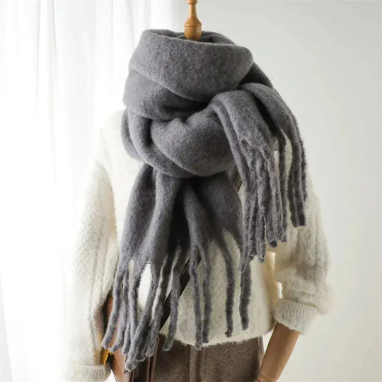 Mohair Tassel Scarf for Women Azzoria
