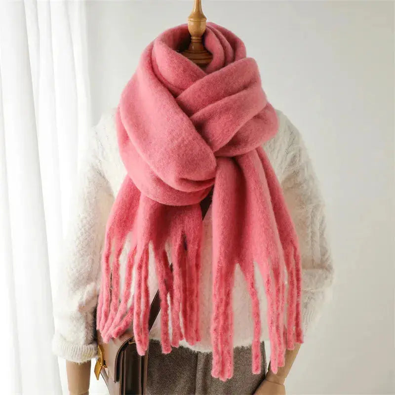 Mohair Tassel Scarf for Women Azzoria