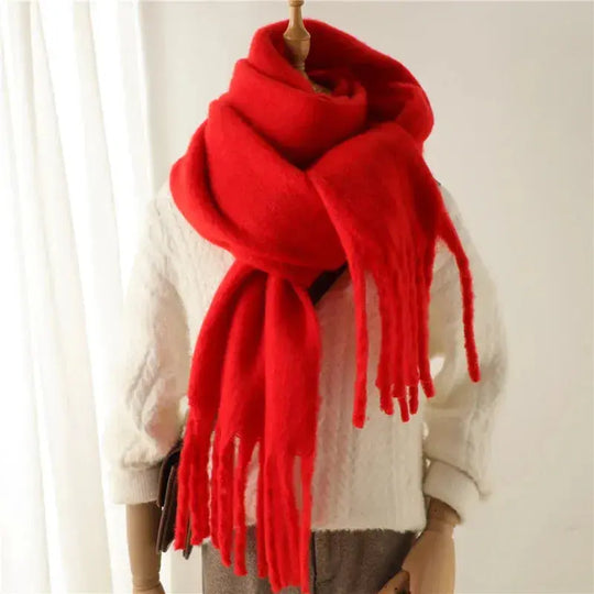 Mohair Tassel Scarf for Women Azzoria