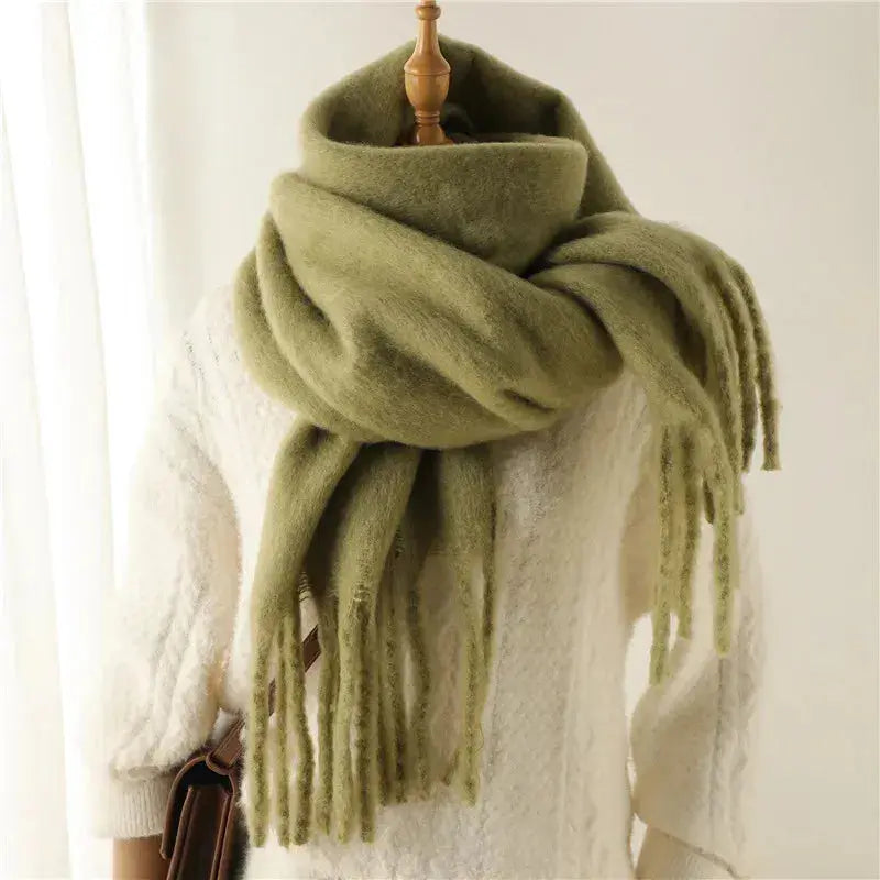 Mohair Tassel Scarf for Women Azzoria