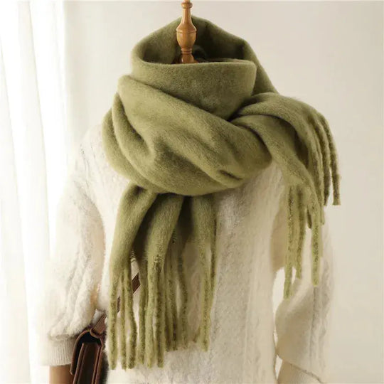 Mohair Tassel Scarf for Women Azzoria