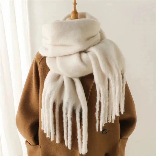 Mohair Tassel Scarf for Women Azzoria