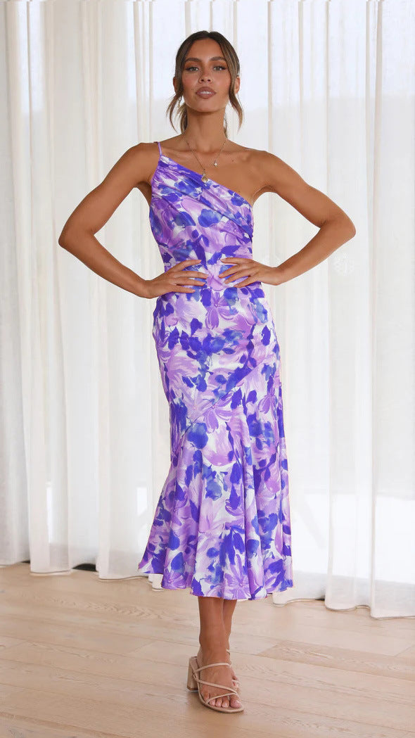 One-Shoulder Asymmetrical Midi Dress for Women
