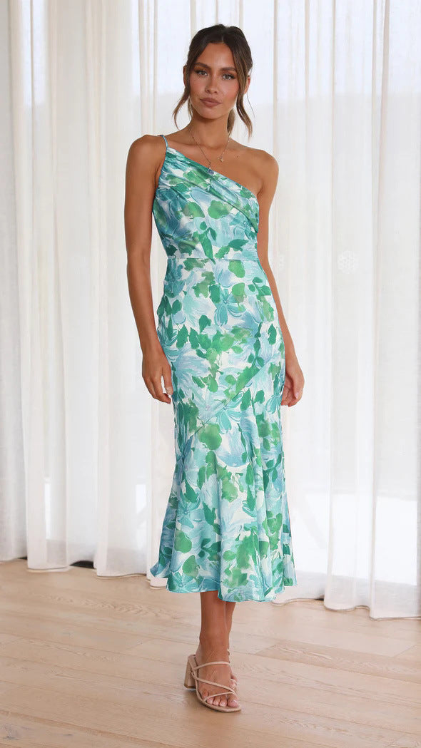 One-Shoulder Asymmetrical Midi Dress for Women