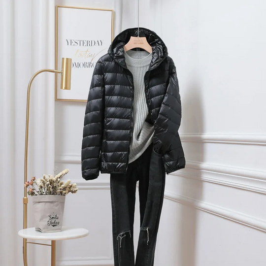 Packable Puffer Jacket with Hood for Women