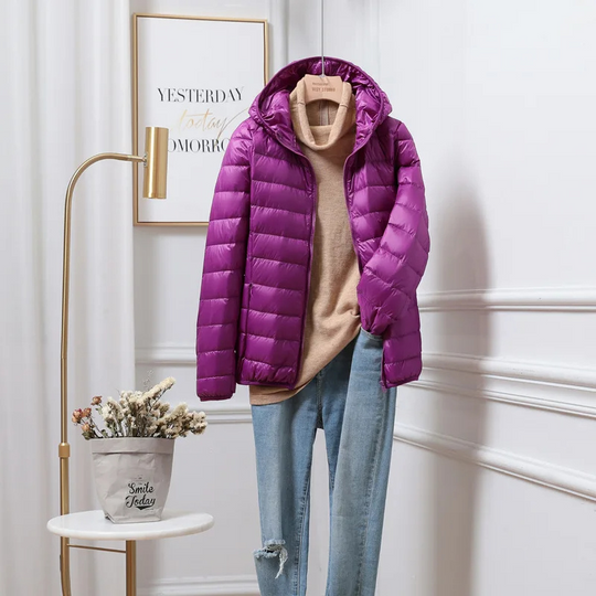 Packable Puffer Jacket with Hood for Women
