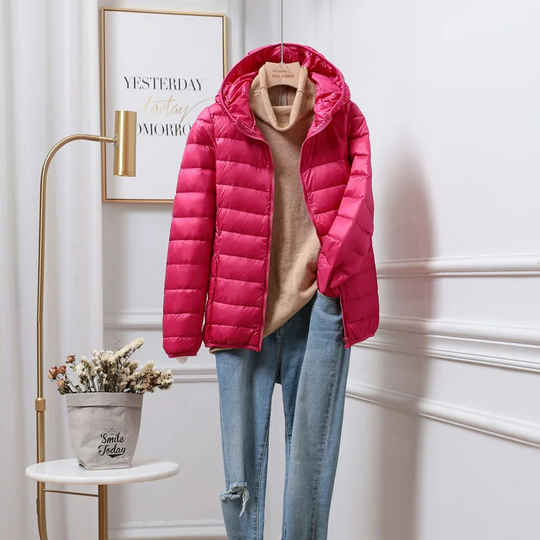 Packable Puffer Jacket with Hood for Women