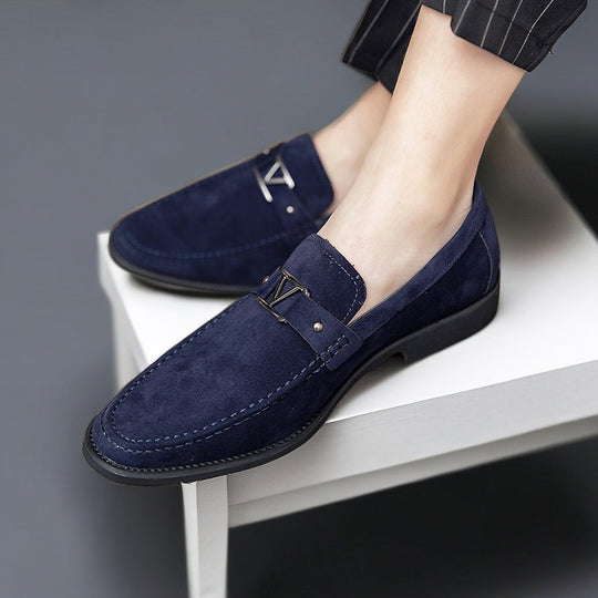 Patterned Slip-On Loafers with Buckle for Men