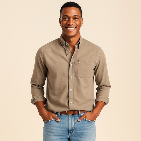 Plain Finish Long-Sleeve Shirt for Men