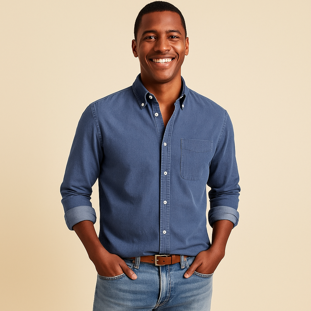 Plain Finish Long-Sleeve Shirt for Men
