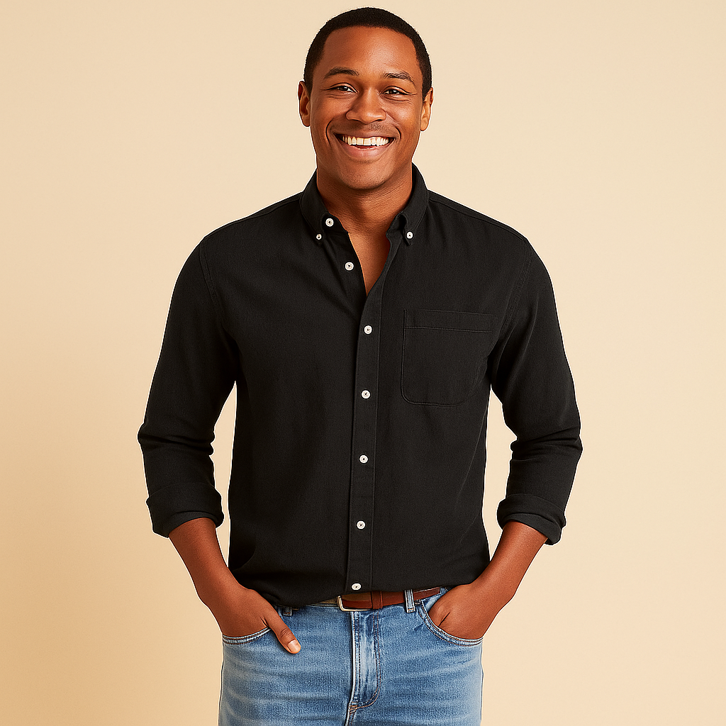 Plain Finish Long-Sleeve Shirt for Men