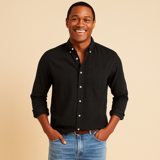 Plain Finish Long-Sleeve Shirt for Men