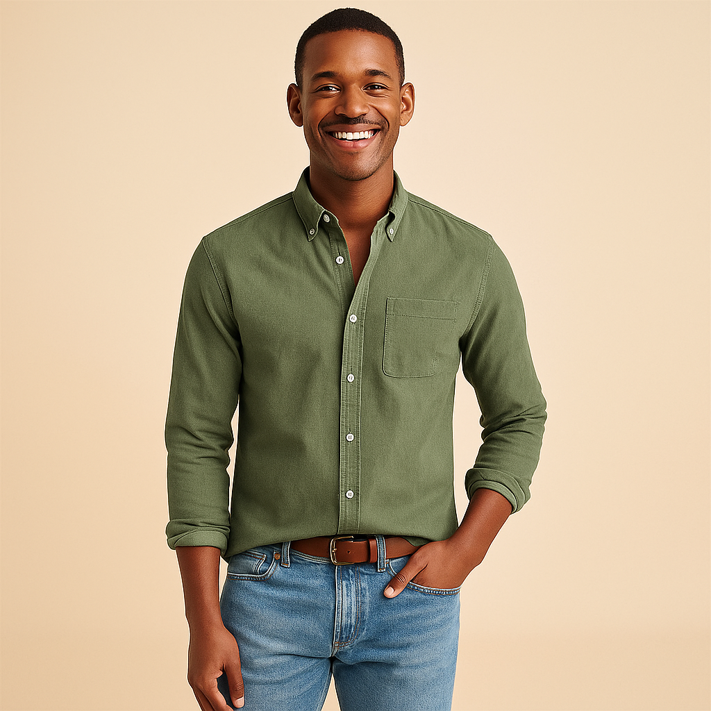 Plain Finish Long-Sleeve Shirt for Men