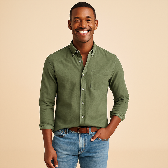 Plain Finish Long-Sleeve Shirt for Men