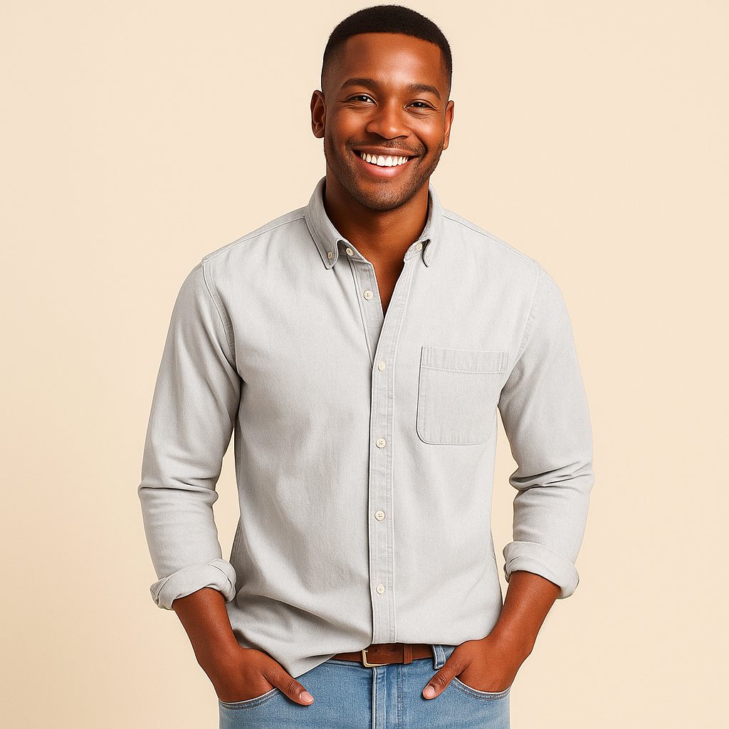 Plain Finish Long-Sleeve Shirt for Men