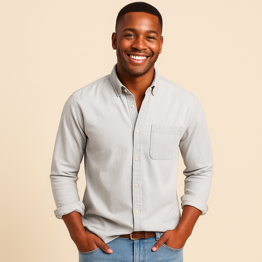 Plain Finish Long-Sleeve Shirt for Men
