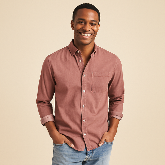 Plain Finish Long-Sleeve Shirt for Men