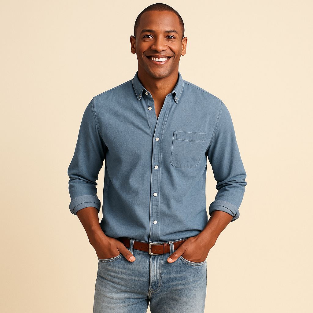 Plain Finish Long-Sleeve Shirt for Men