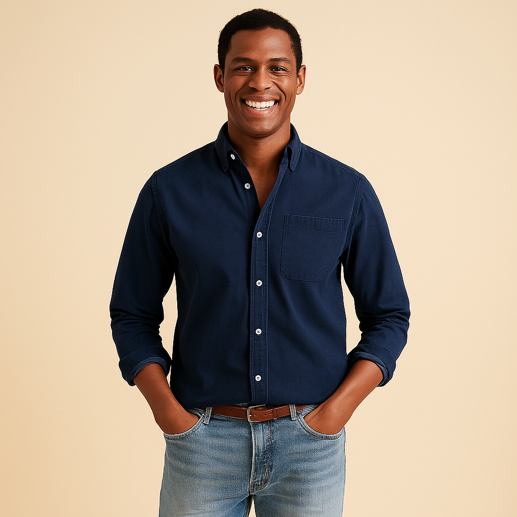 Plain Finish Long-Sleeve Shirt for Men