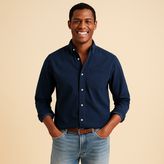 Plain Finish Long-Sleeve Shirt for Men