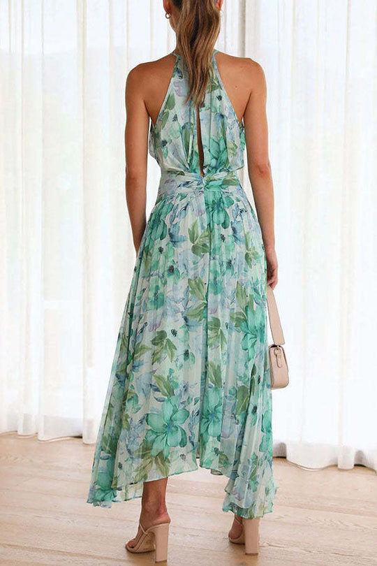 Pleated Floral Midi Dress for Women