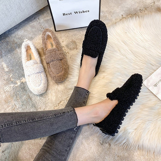 Plush Slipper Shoes with Non-Slip Sole for Women