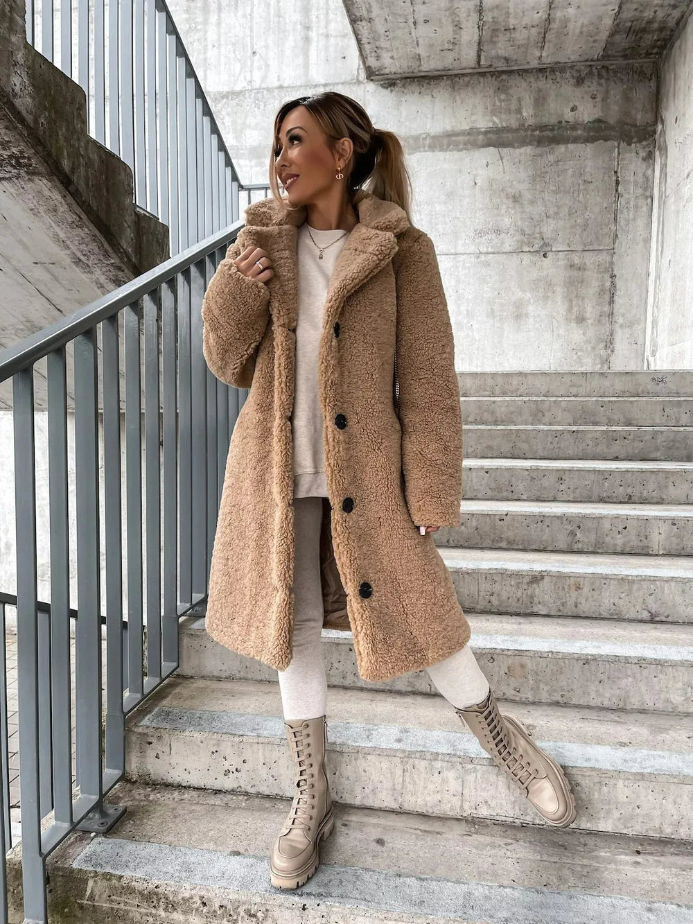 Plush Trench Coat for Women