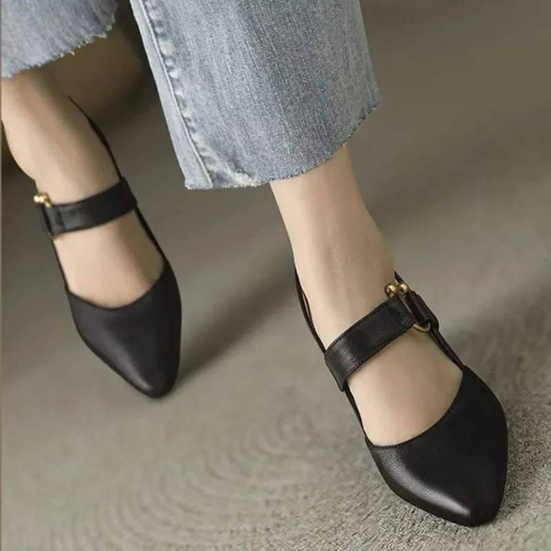 Pointed Toe Block Heel Shoes for Women
