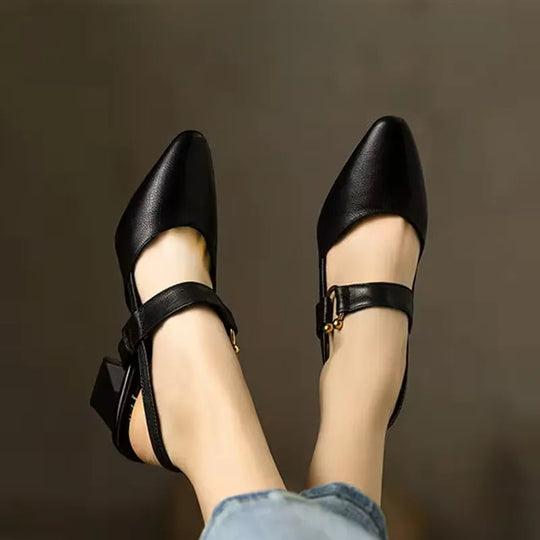 Pointed Toe Block Heel Shoes for Women