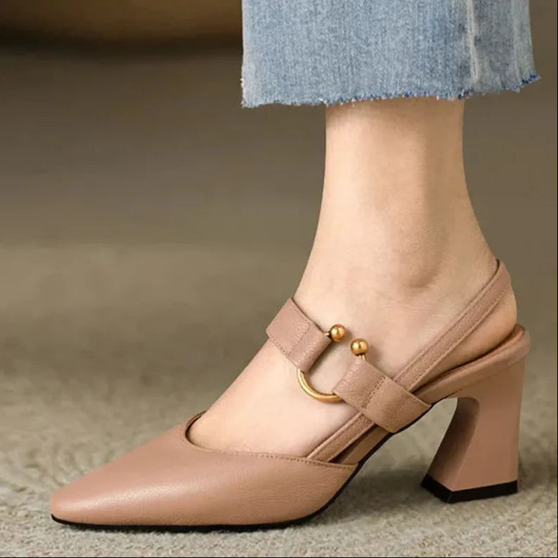 Pointed Toe Block Heel Shoes for Women